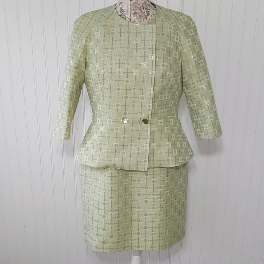 Ted Baker London 4 EUC gold & mint dress suit